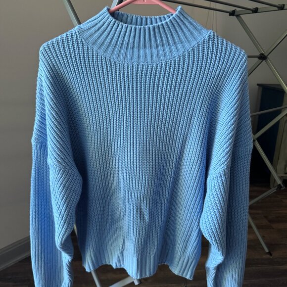 Women's Light Blue Turtleneck Sweater - Picture 1 of 5